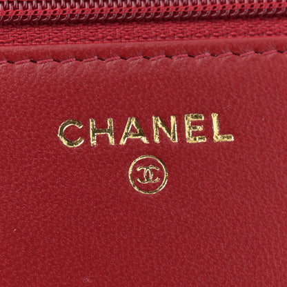 Chanel Lambskin Quilted Trendy CC Wallet On Chain WOC Red 6 of 14