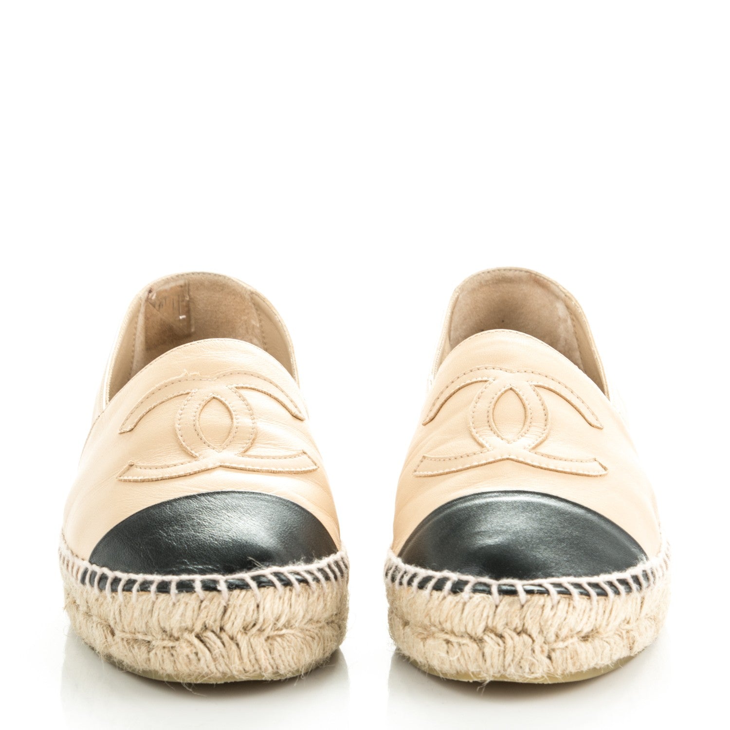 Chanel Lambskin CC Espadrilles 37 Beige Black 2 of 10