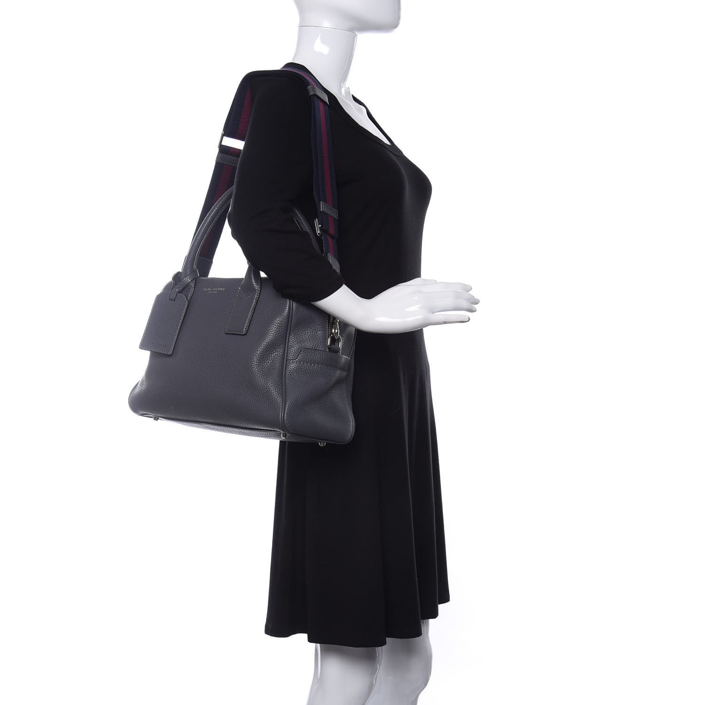 Pebbled Calfskin Gotham Bauletto Satchel Grey