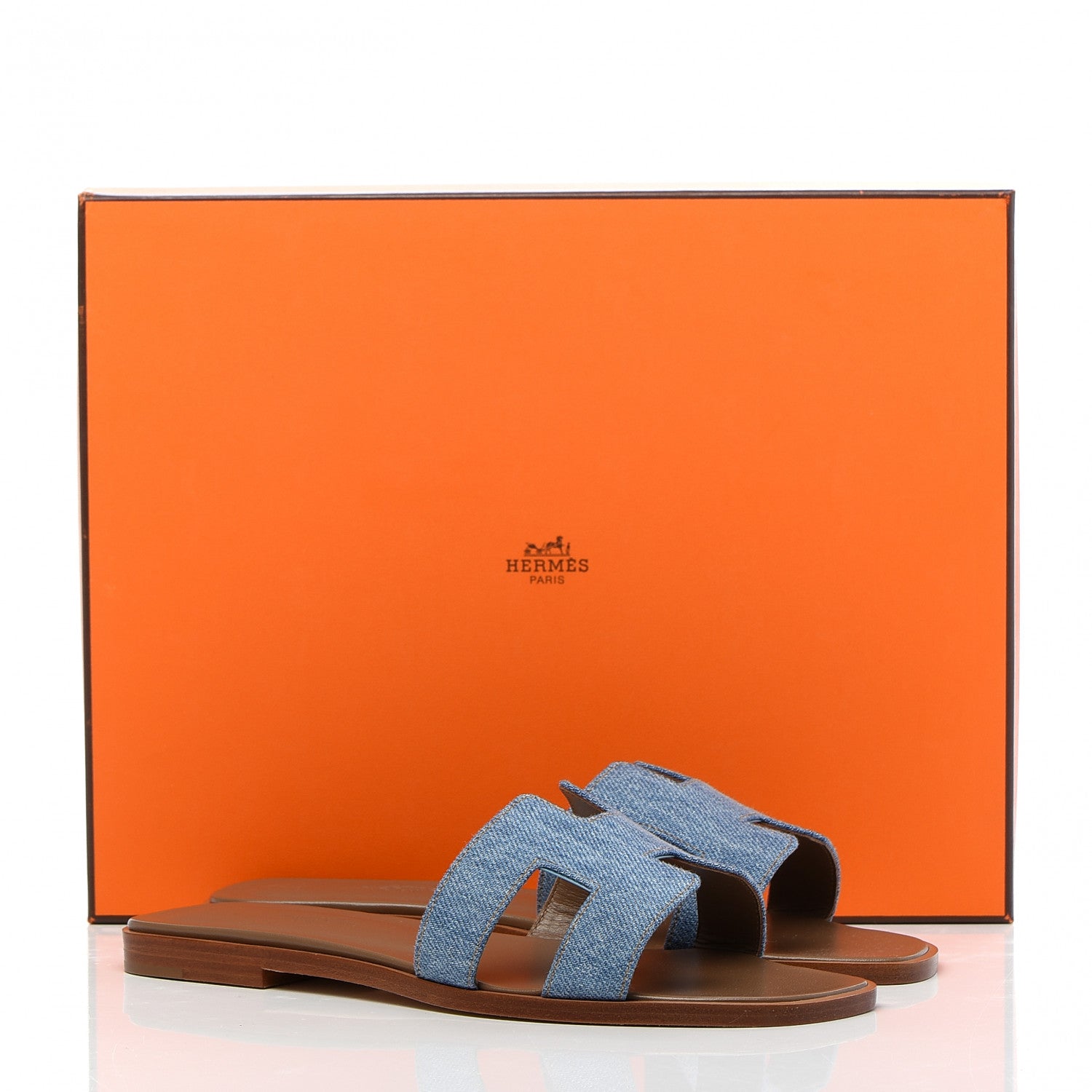 Hermes Denim Canvas Oran Sandals 35.5 Bleu Clair 9 of 9