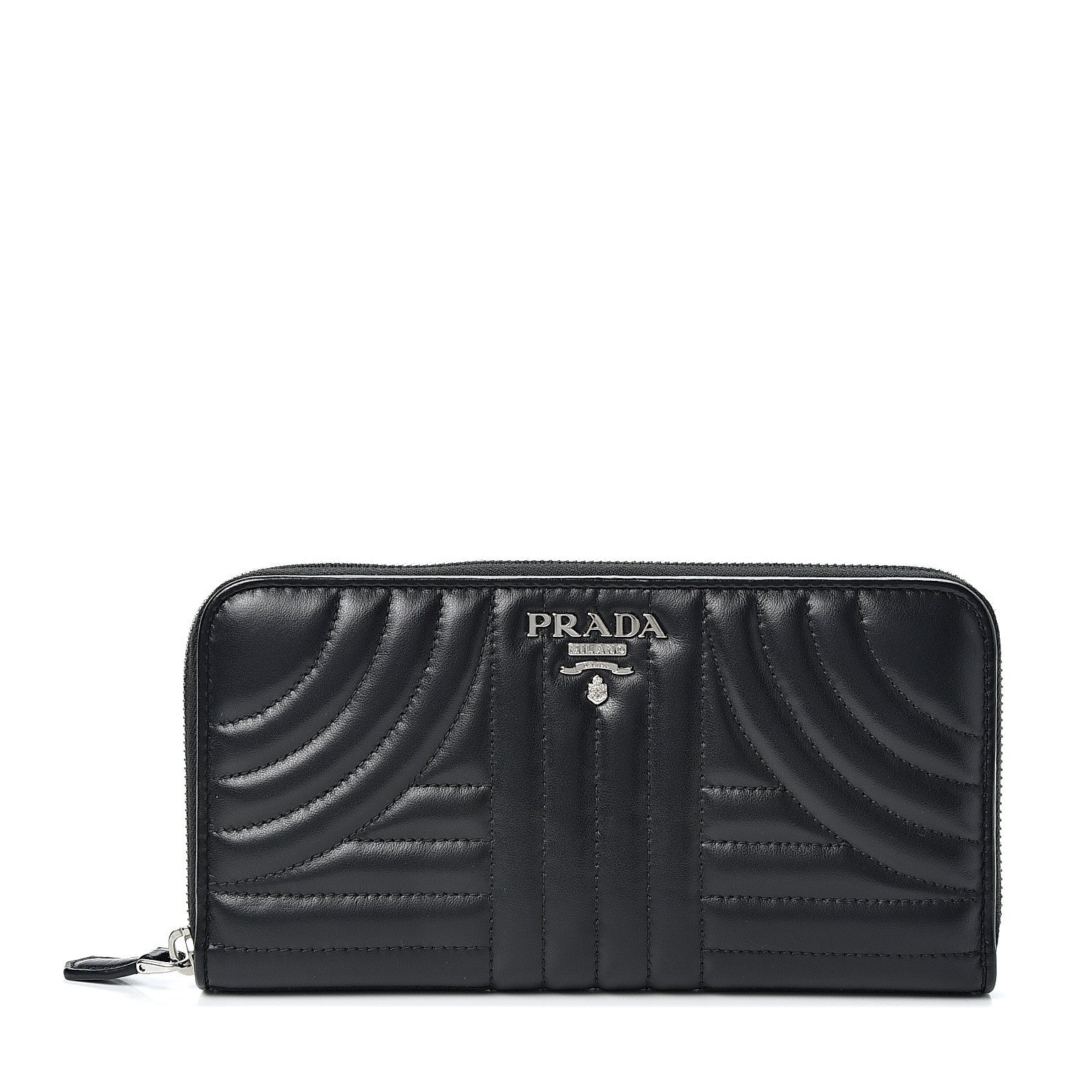 Prada Soft Calfskin Diagramme Zip Around Wallet Black 1 of 8