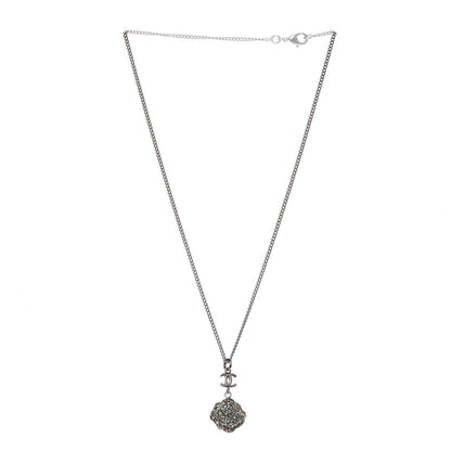 Chanel Swarovski Crystal Camellia CC Necklace Silver 3 of 7