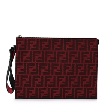 Fendi Fabric Jacquard FF Clutch Bag Rosso Marlboro Black 1 of 10