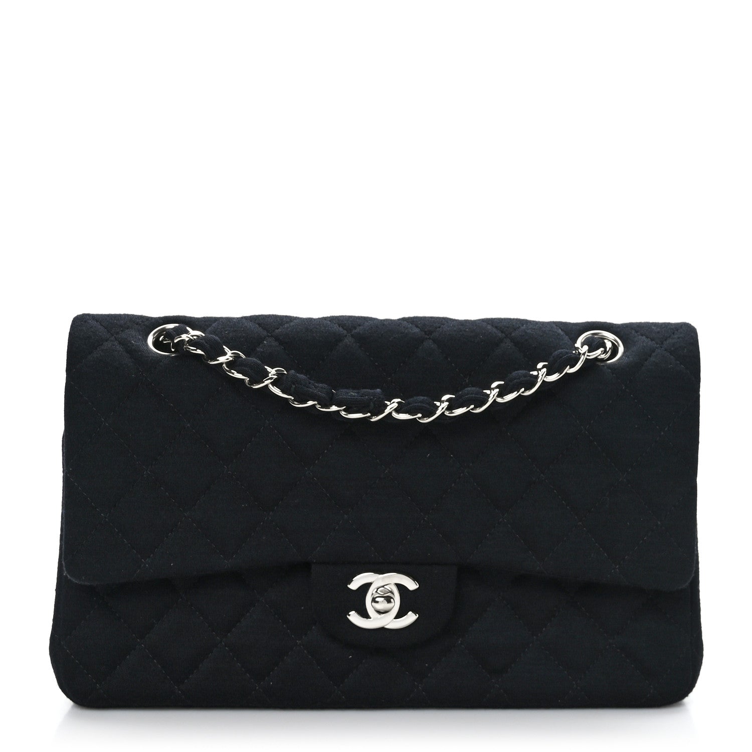 Chanel Jersey Quilted Medium Double Flap Black 1 of 9