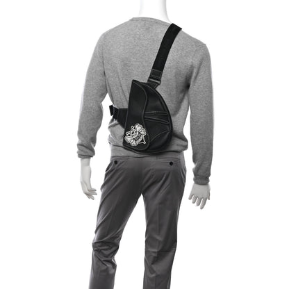 Christian Dior X SHAWN STUSSY Grained Calfskin Bee Saddle Bag Black 2 of 11