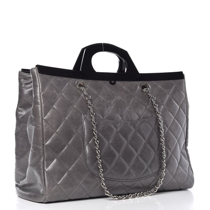 Chanel Glazed Calfskin Quilted Large CC Delivery Tote Grey 3 of 13