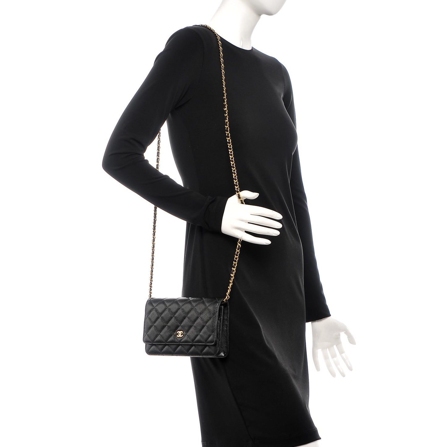 Caviar Quilted Wallet On Chain WOC Black