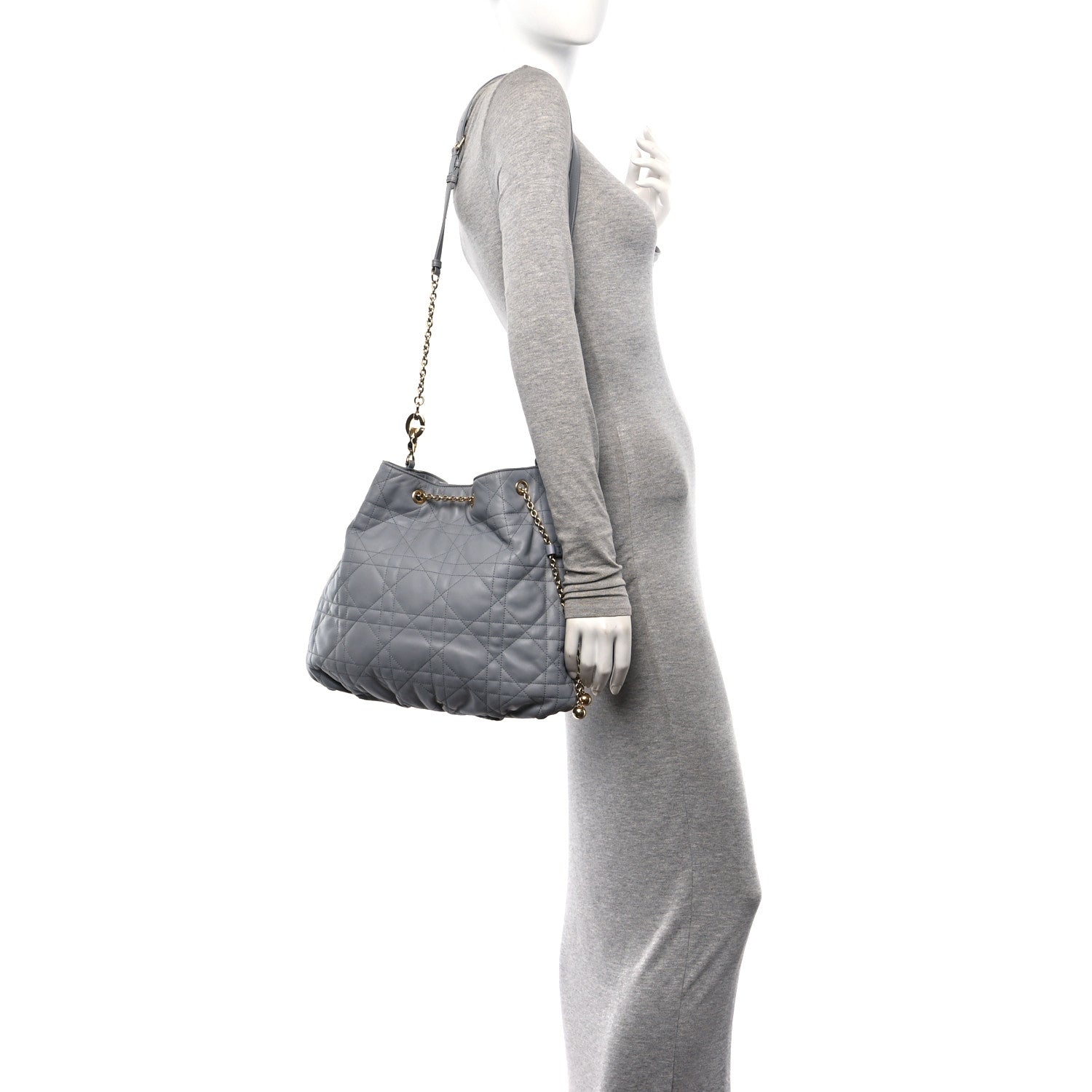 Christian Dior Lambskin Supple Macrocannage Ammi Bag Grey 2 of 10