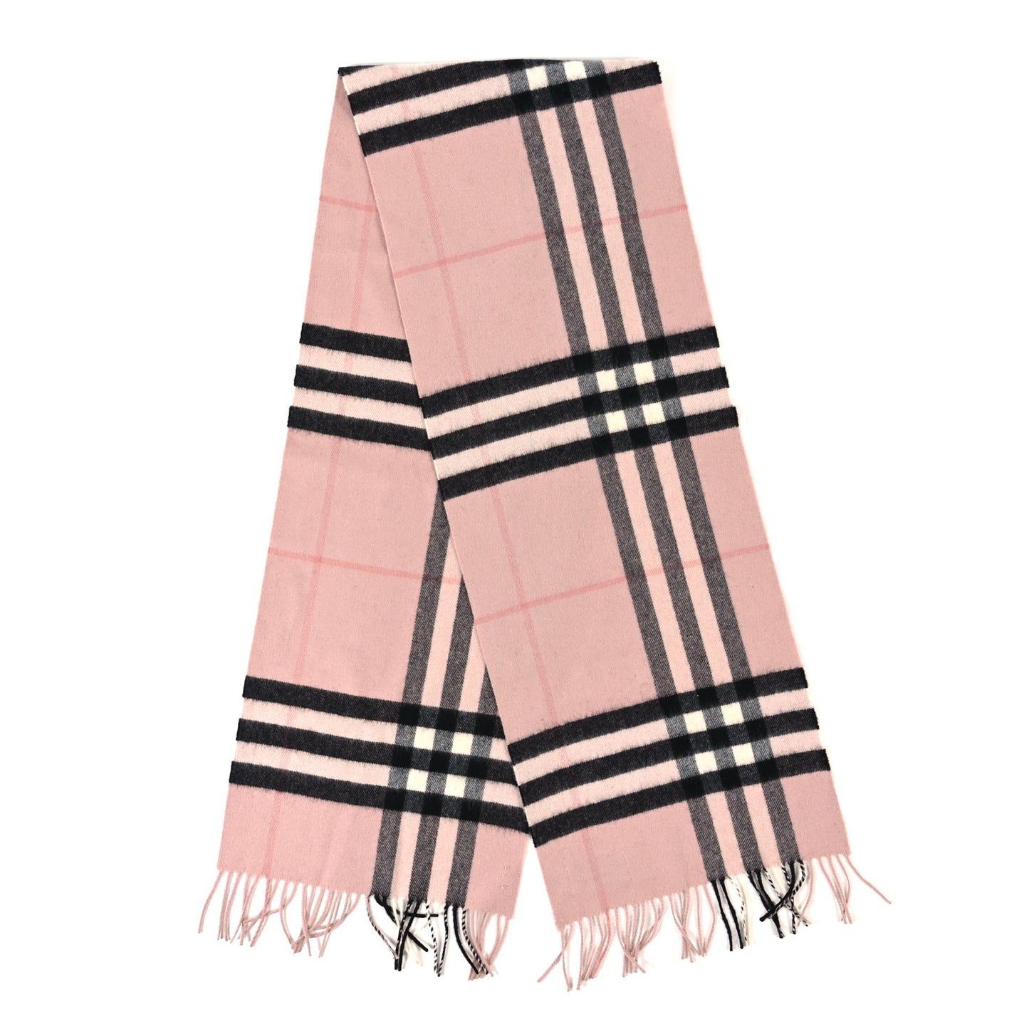 Cashmere Giant Heritage Check Fringe Scarf Ash Rose