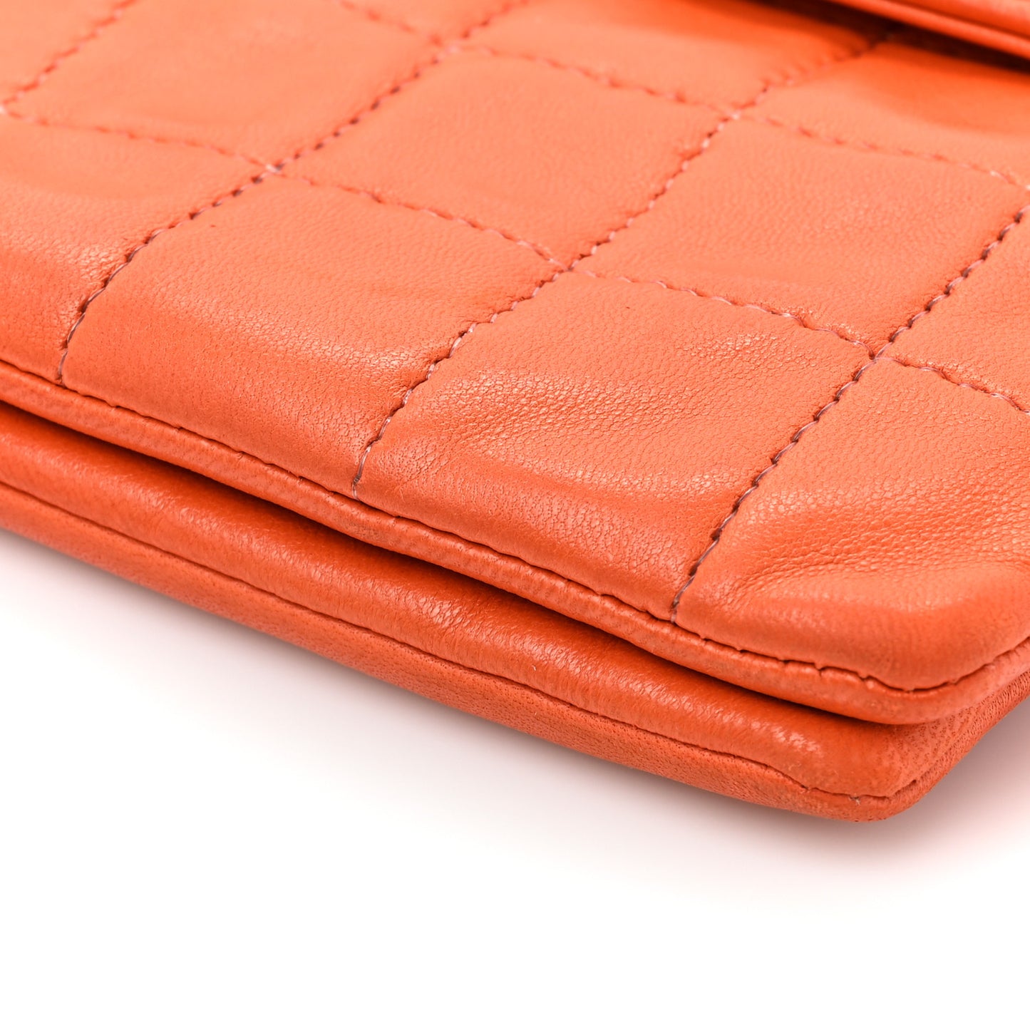 Lambskin Chocolate Bar Mademoiselle Flap Orange