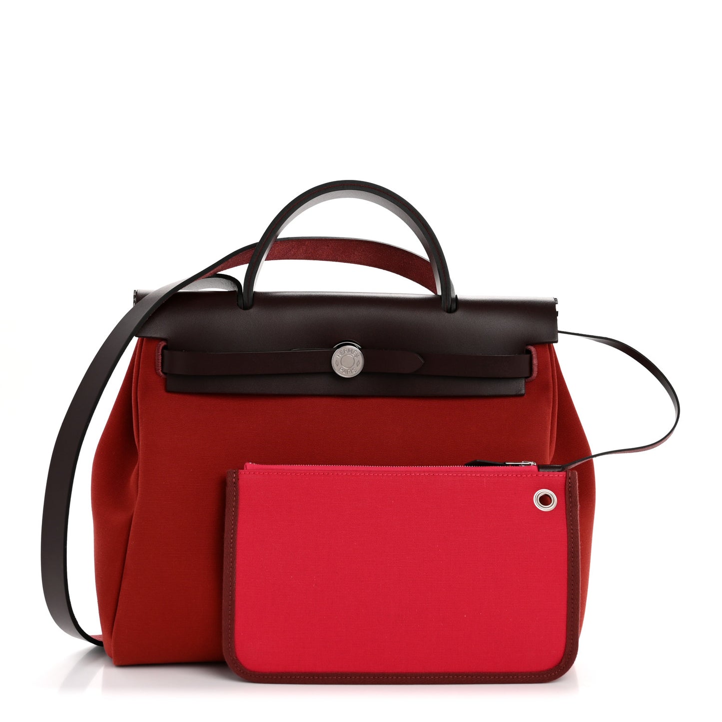 Military Toile Vache Hunter Tri-Color Herbag Zip Retourne 31 PM Rouge H Rouge Sellier Rose Mexico