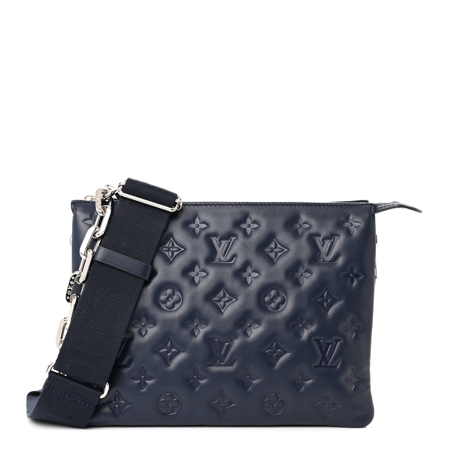 Louis Vuitton Lambskin Embossed Monogram Coussin PM Navy 1 of 9