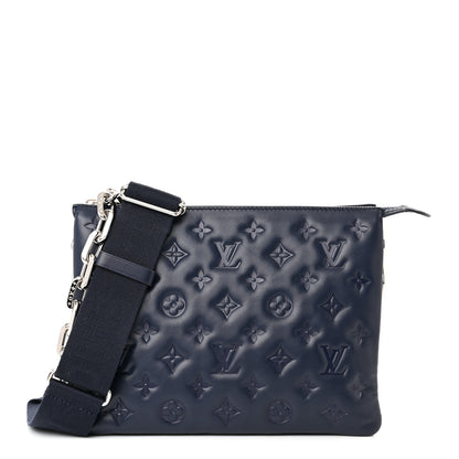 Louis Vuitton Lambskin Embossed Monogram Coussin PM Navy 1 of 9