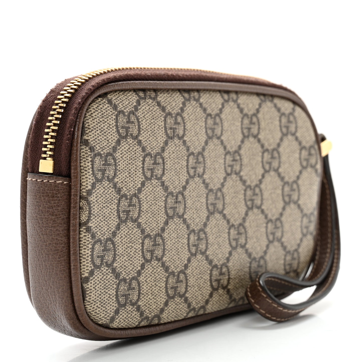 GG Supreme Monogram Ophidia Phone Case Wristlet Brown