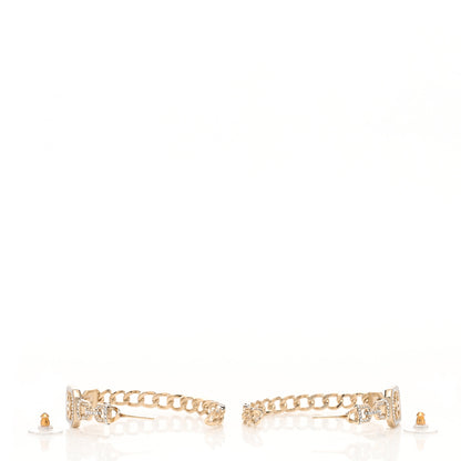 Chanel Crystal CC Vendome Hoop Earrings Gold 3 of 4