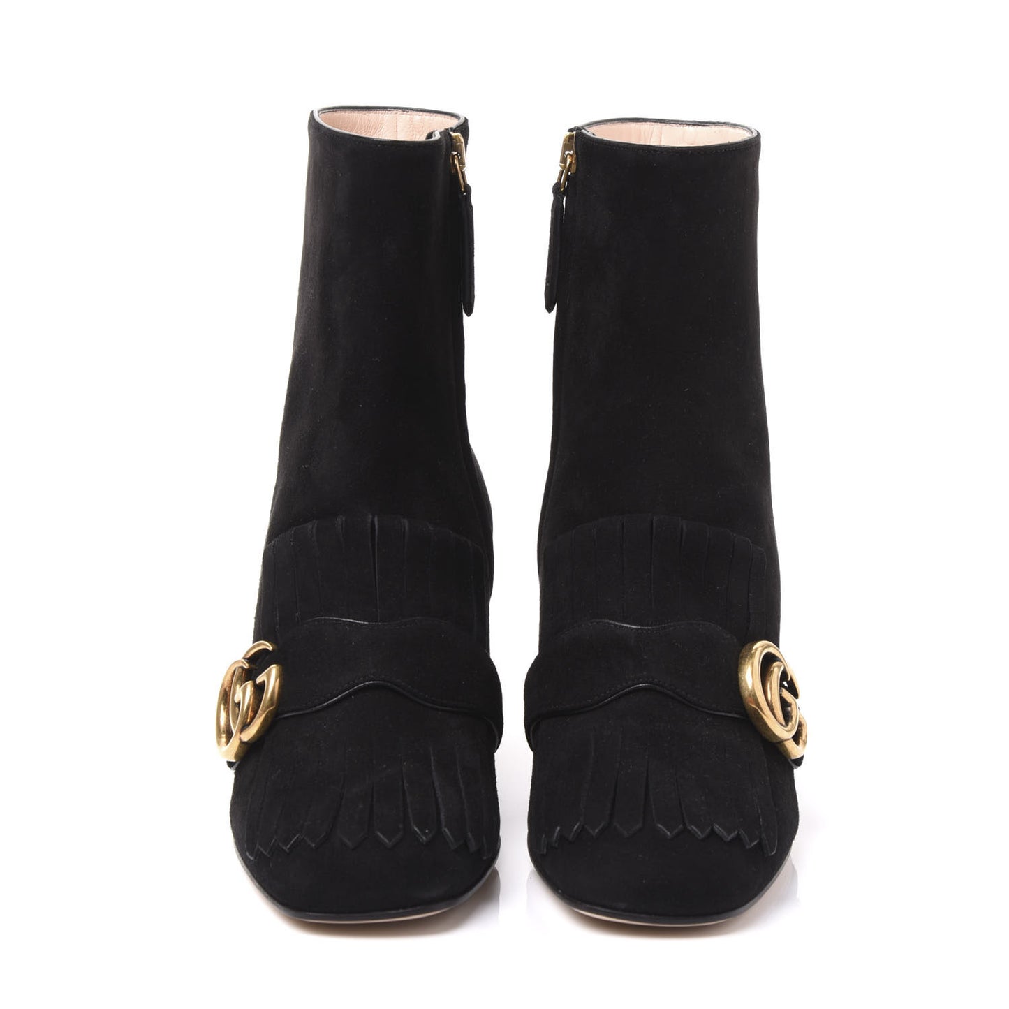 Kid Scamosciato GG Marmont Fringe 75mm Ankle Boots 36 Black