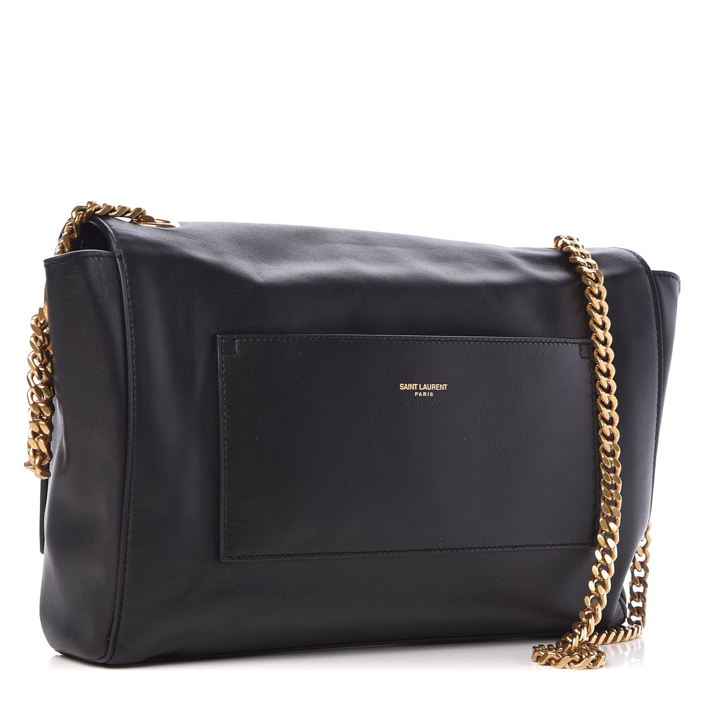 Smooth Calfskin Suede Medium Reversible Monogram Kate Satchel Black