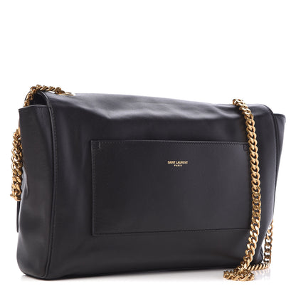 Saint Laurent Smooth Calfskin Suede Medium Reversible Monogram Kate Satchel Black 6 of 19