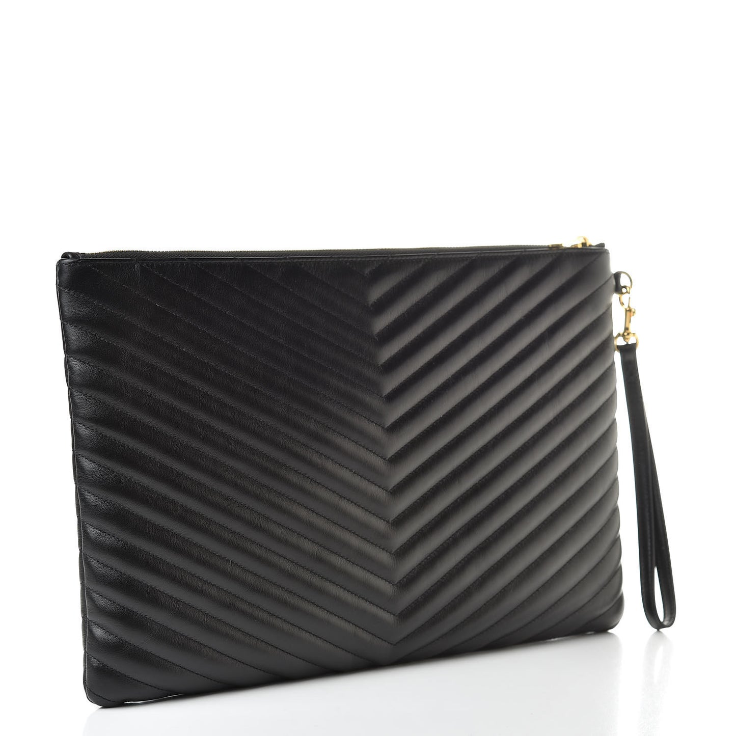 Calfskin Matelasse Chevron Monogram Document Holder Black