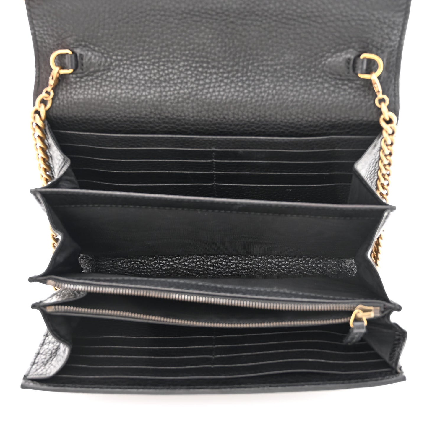 Calfskin GG Marmont Chain Wallet Black