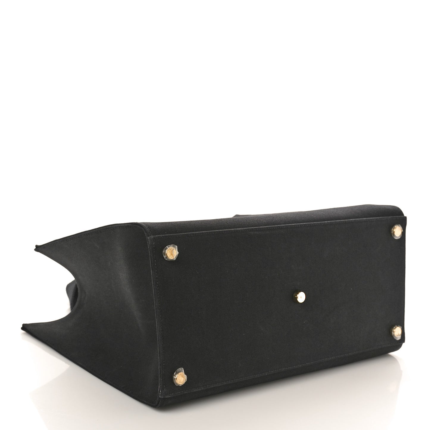 X VERSACE Cotton Canvas Cuoio Romano Fendace Logo Embroidered Signature Shopping Tote Black Gold