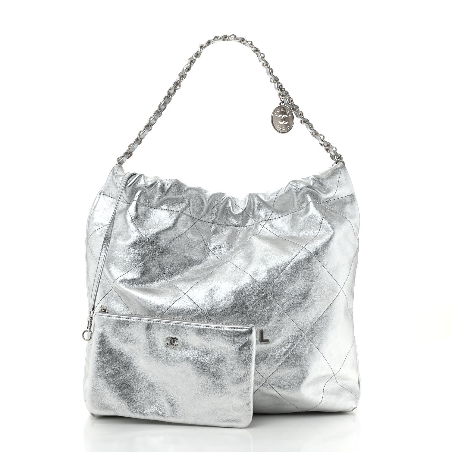 Chanel Metallic Calfskin Quilted Chanel 22 Silver 1732071