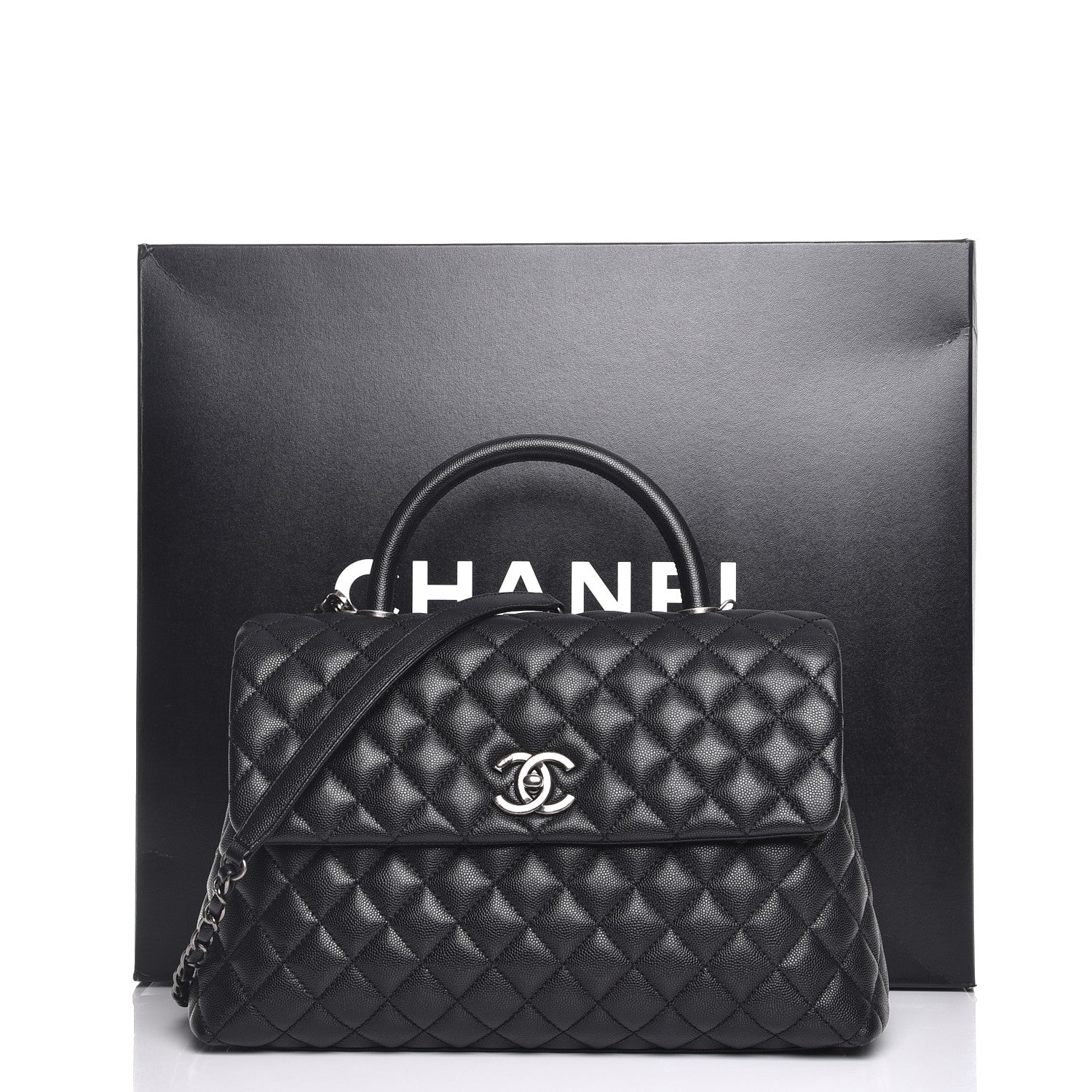 Chanel Caviar Quilted Large Coco Handle Flap Black 9 of 9