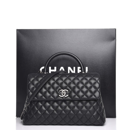 Chanel Caviar Quilted Large Coco Handle Flap Black 9 of 9