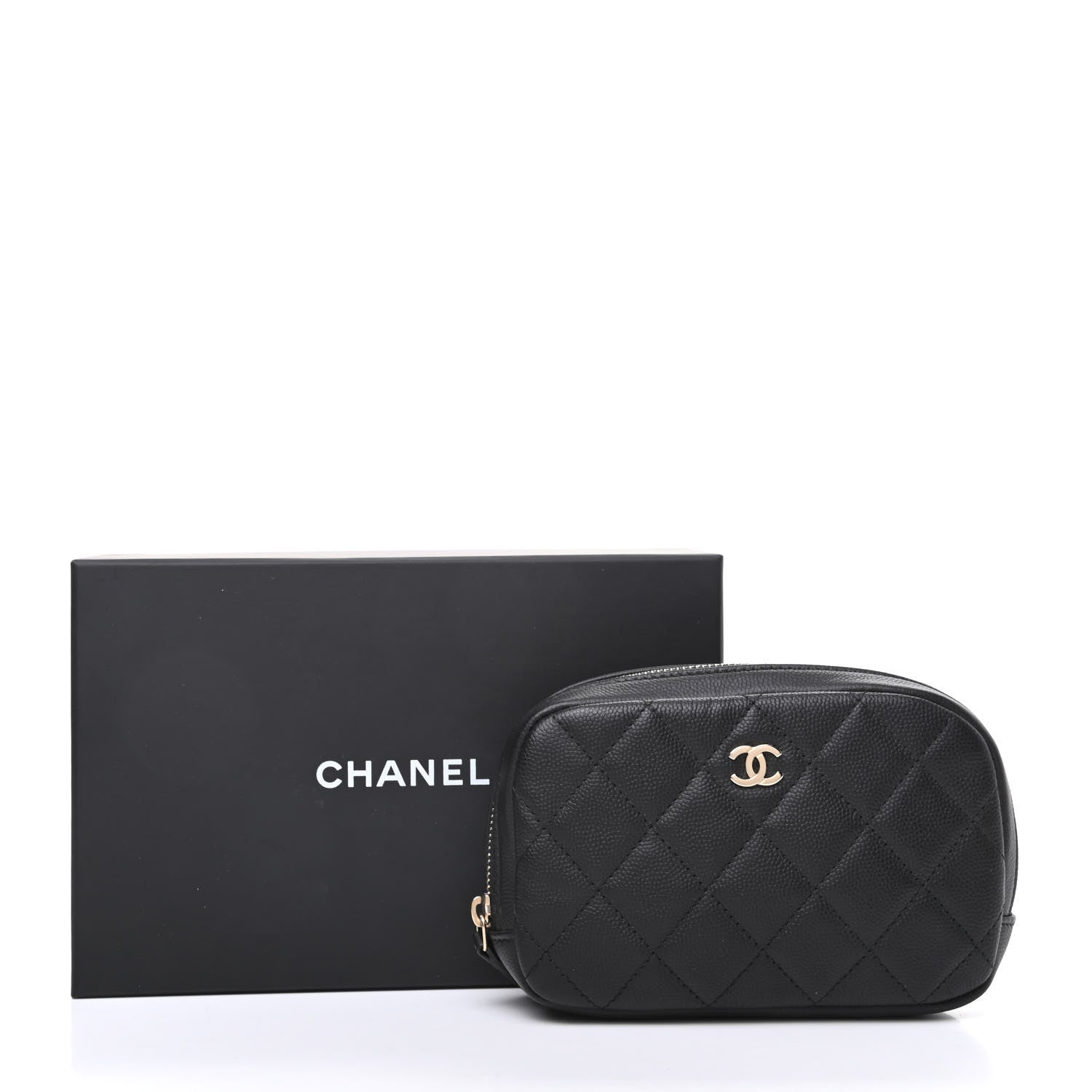 Chanel Caviar Quilted Small Curvy Pouch Cosmetic Case Black 10 of 10