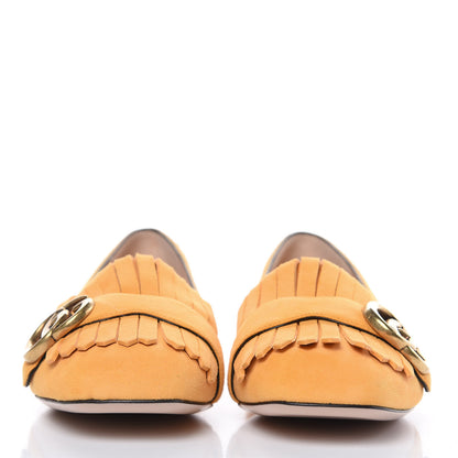 Gucci Kid Scamosciato GG Marmont Fringe Flats 37.5 Crystal Copper 2 of 8