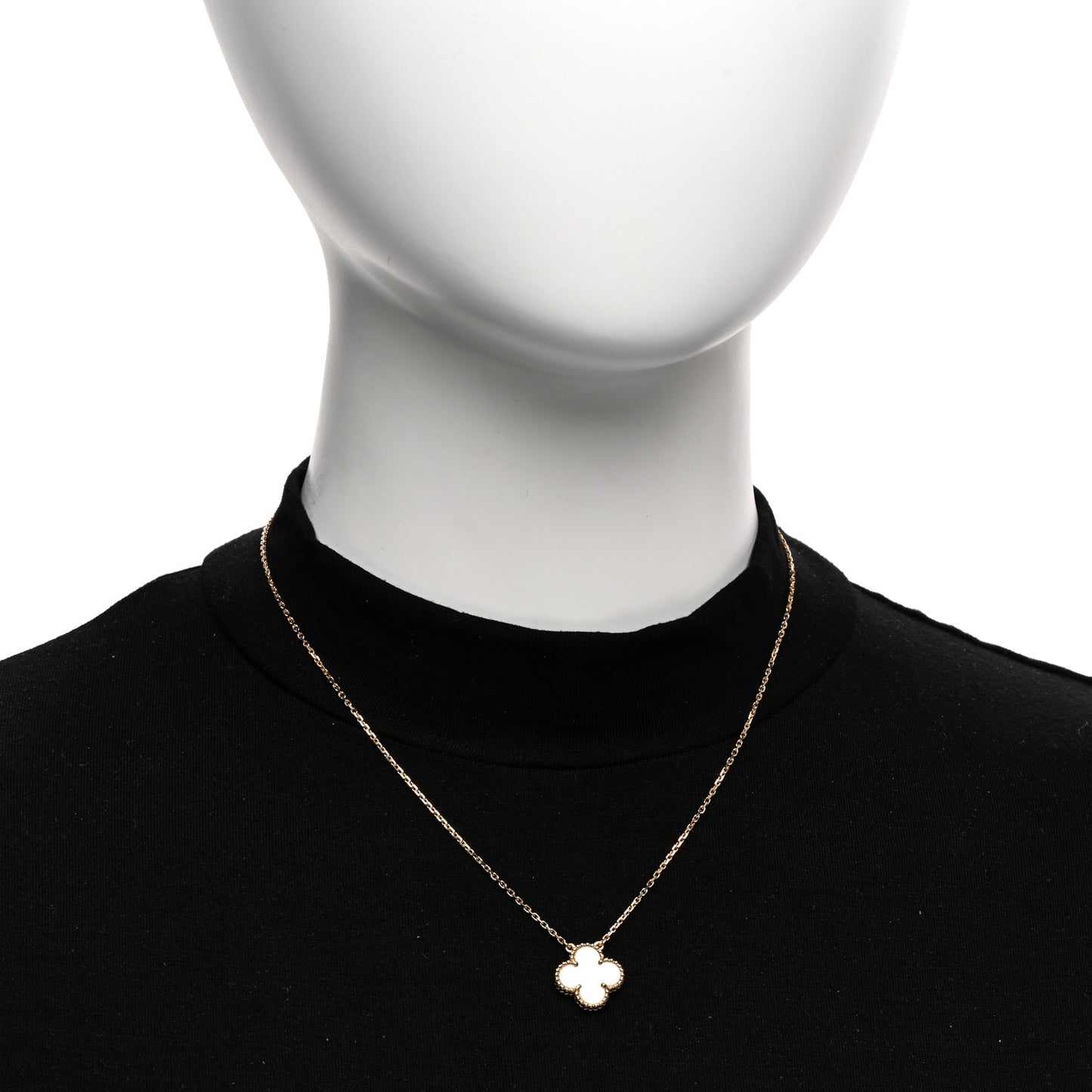 VAN CLEEF & ARPELS 18K Yellow Gold Mother of Pearl Vintage Alhambra Pendant Necklace