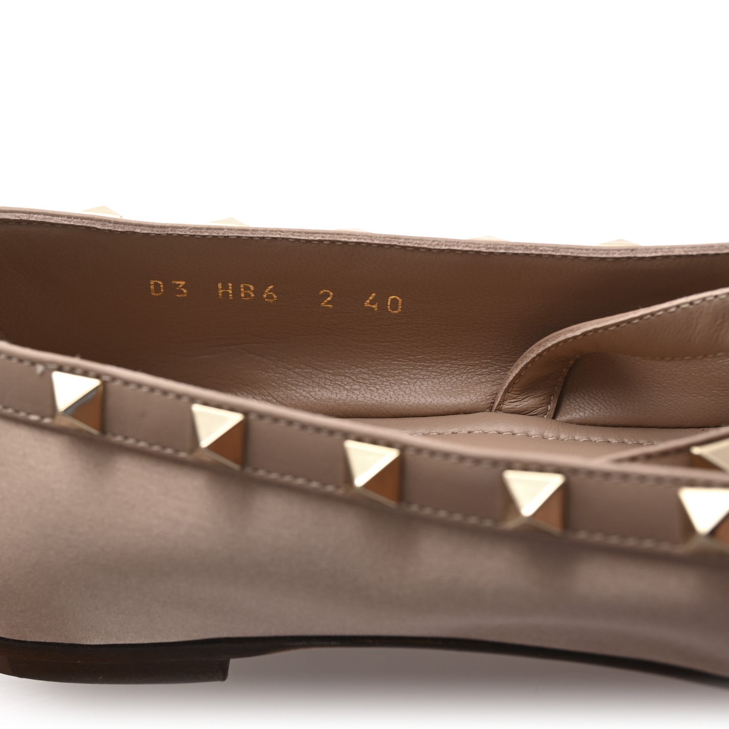 Satin Nappa Rockstud Ballerina Flats 40 Rose Cannelle