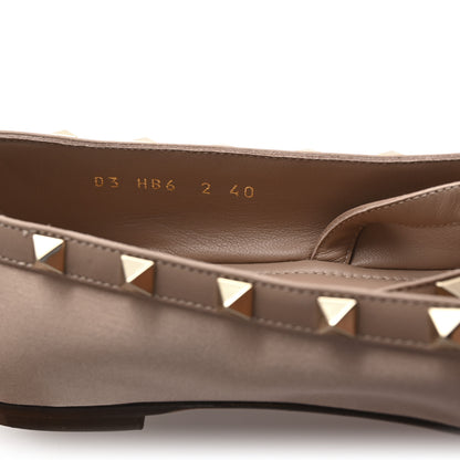 Valentino Garavani Satin Nappa Rockstud Ballerina Flats 40 Rose Cannelle 9 of 10