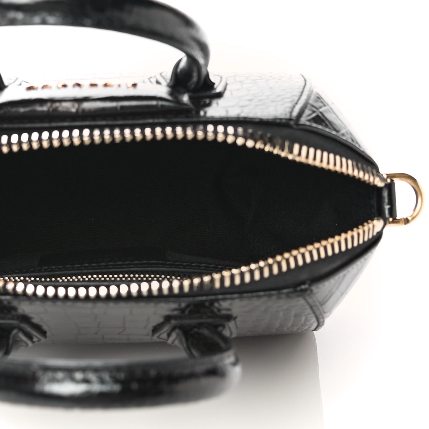 Calfskin Crocodile Embossed Mini Antigona Black