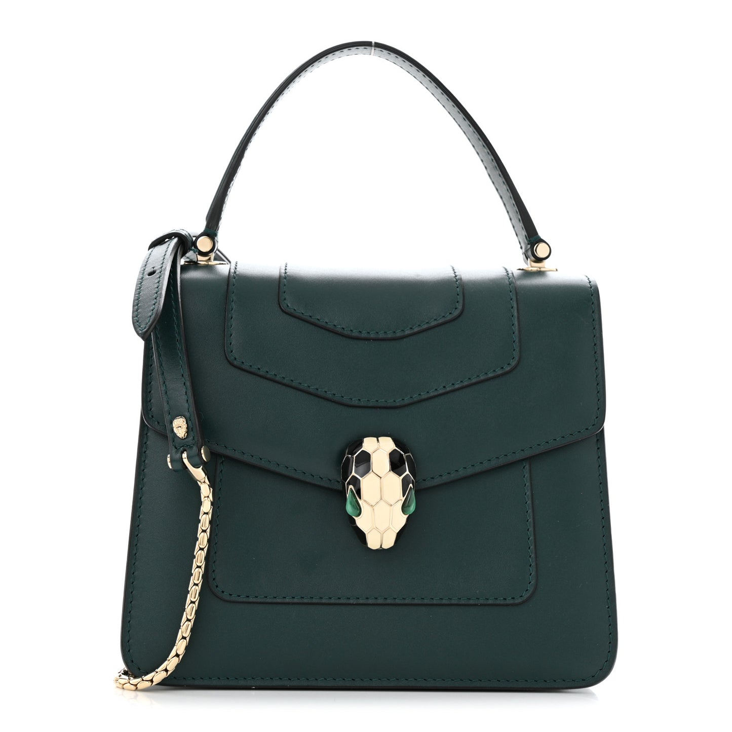 Calfskin Serpenti Forever Top Handle Emerald Green