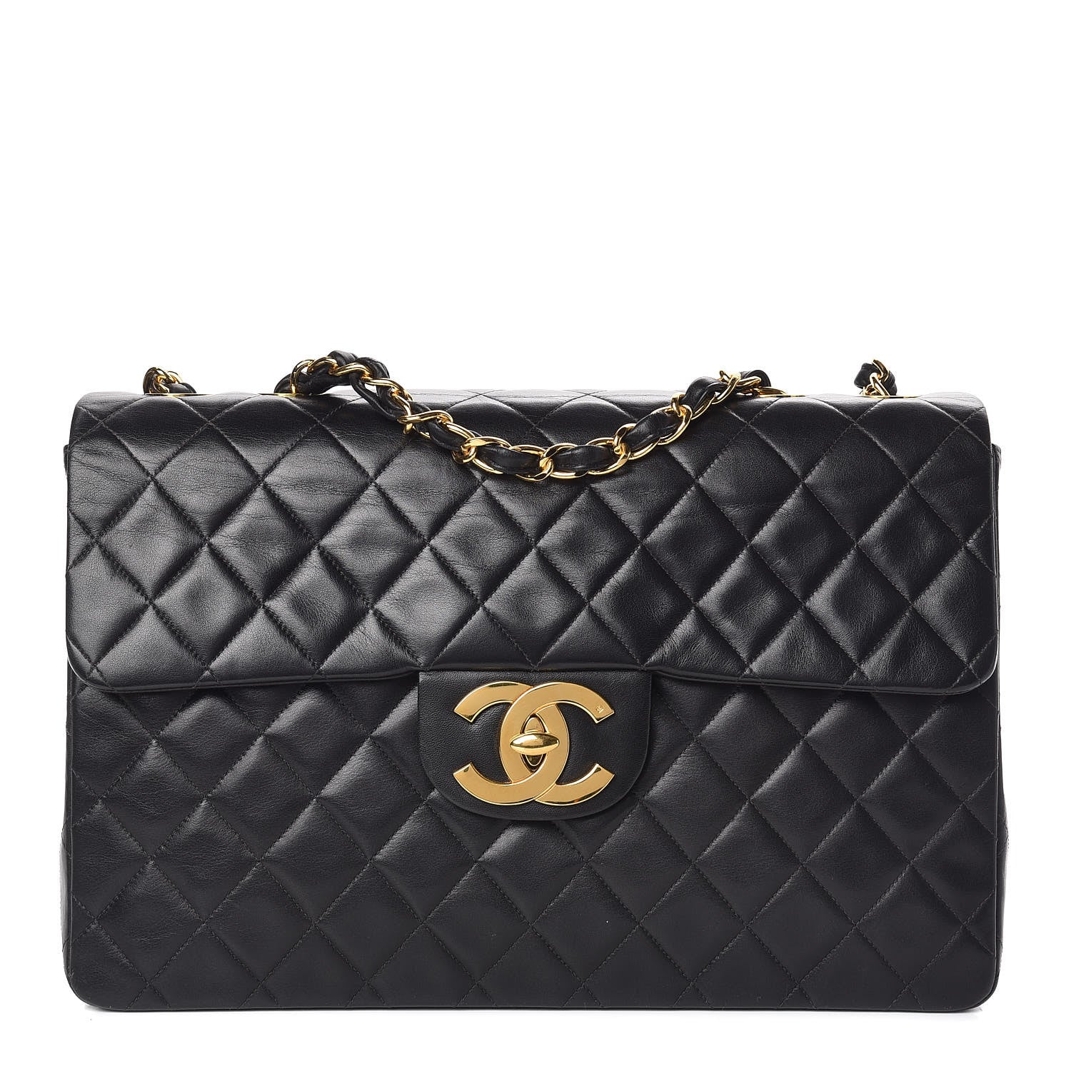 Chanel Lambskin Quilted XL Jumbo Single Flap Black 1 of 10