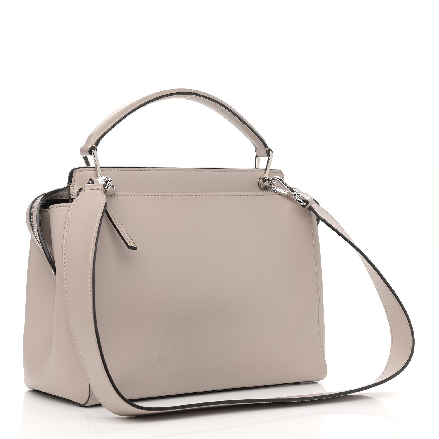 Fendi Vitello Baltico Dolce Shiny Nappa Lace Up DotCom Satchel Grigio Polvere 3 of 16
