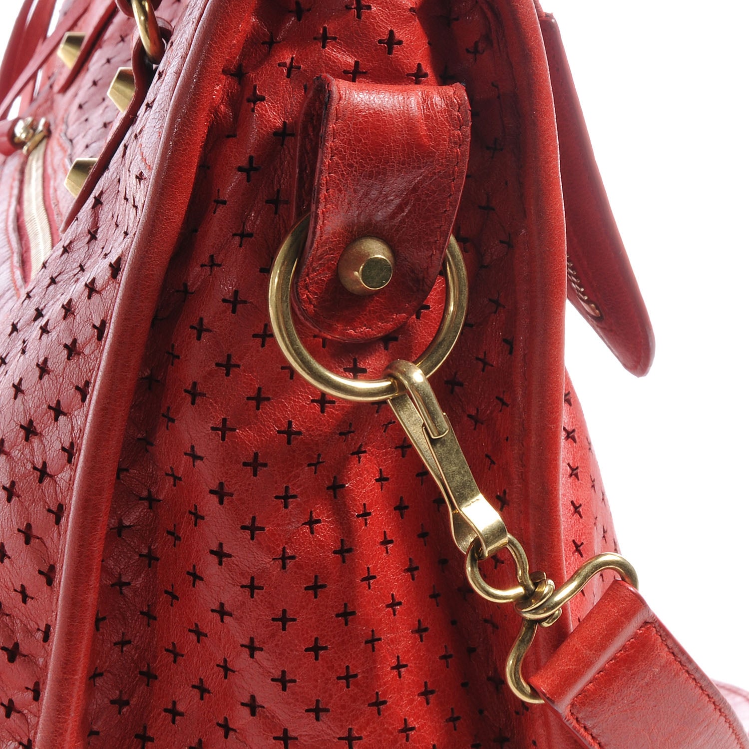 Balenciaga Agneau Cross Perforated City Ruby Red 4 of 38