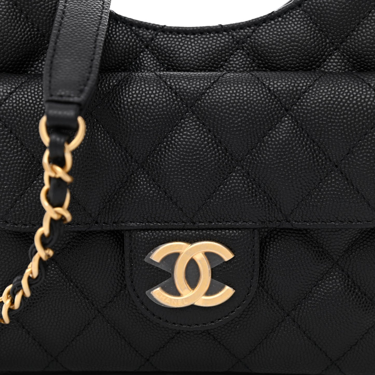 Caviar Quilted Small Wavy CC Hobo Black