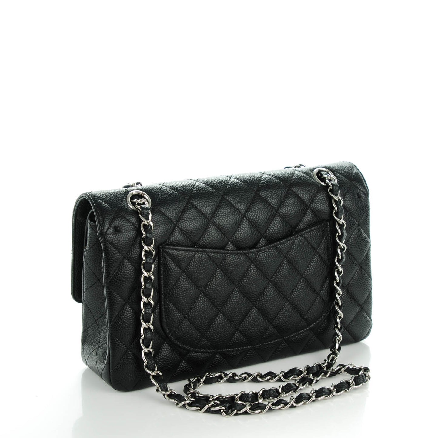 Caviar Quilted Medium Double Flap Black