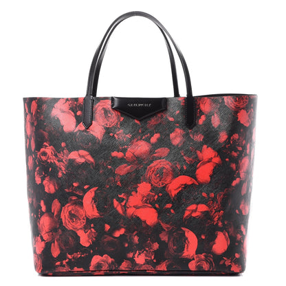 Givenchy Textured Coated Canvas Floral Print Large Antigona Tote Black Red 1 of 9