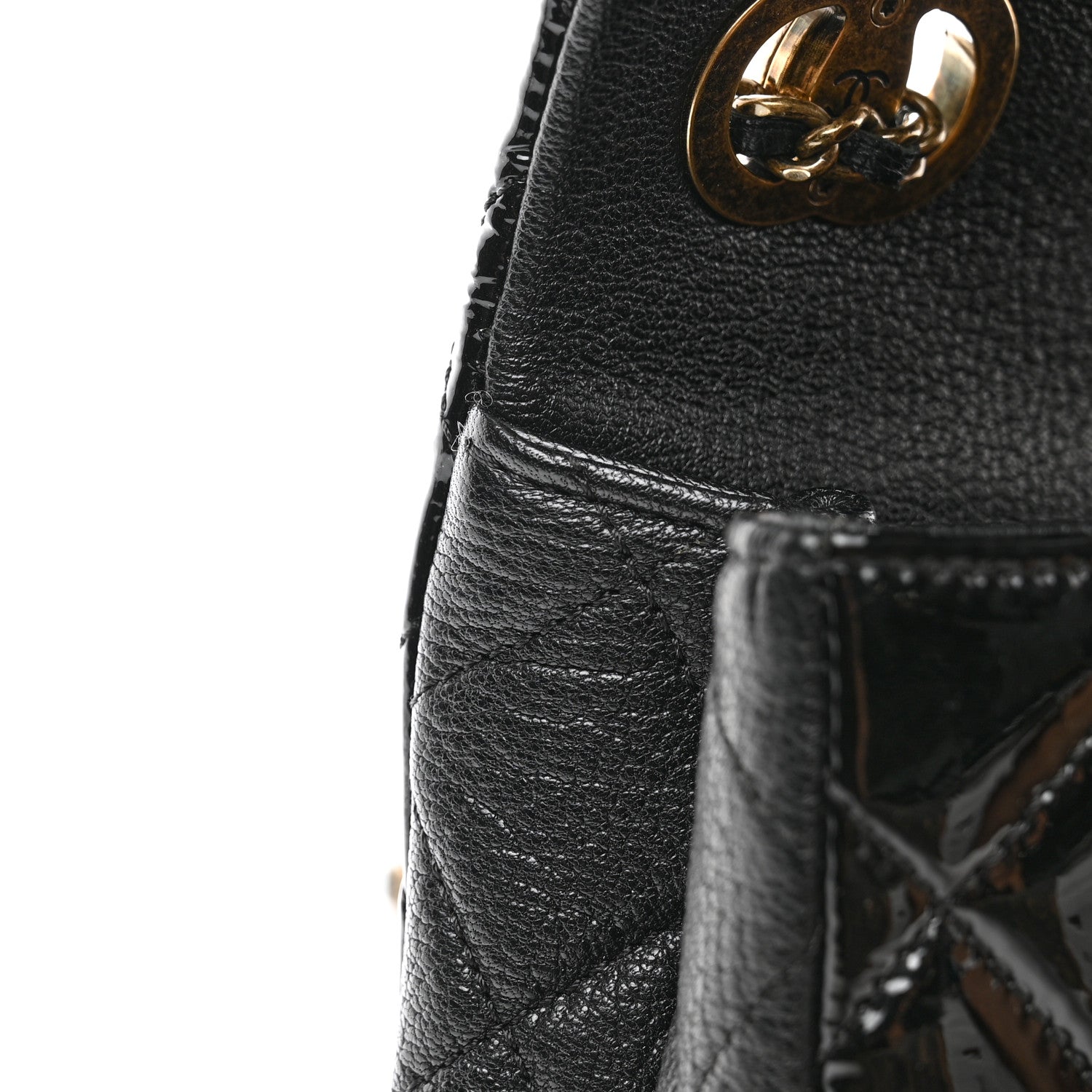 Chanel Patent Goatskin Quilted Medium CC Eyelet Flap Black 12 of 13