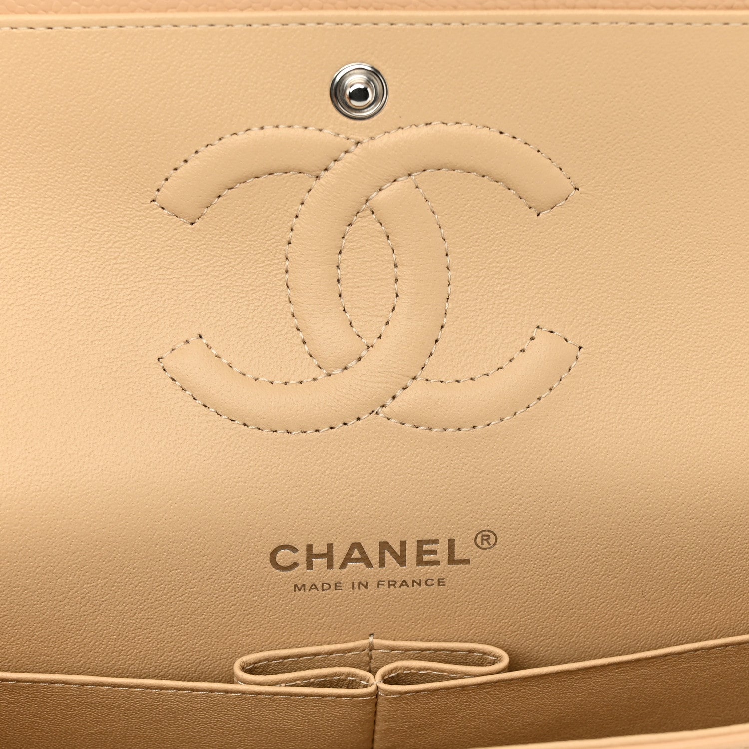 Chanel Caviar Quilted Medium Double Flap Beige 5 of 10