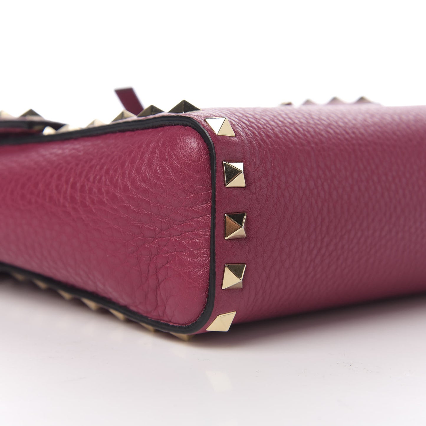 Pebbled Calfskin Rockstud Flip Lock Flap Messenger Raspberry
