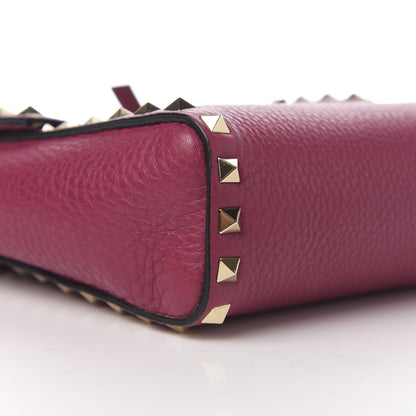 Valentino Garavani Pebbled Calfskin Rockstud Flip Lock Flap Messenger Raspberry 6 of 8