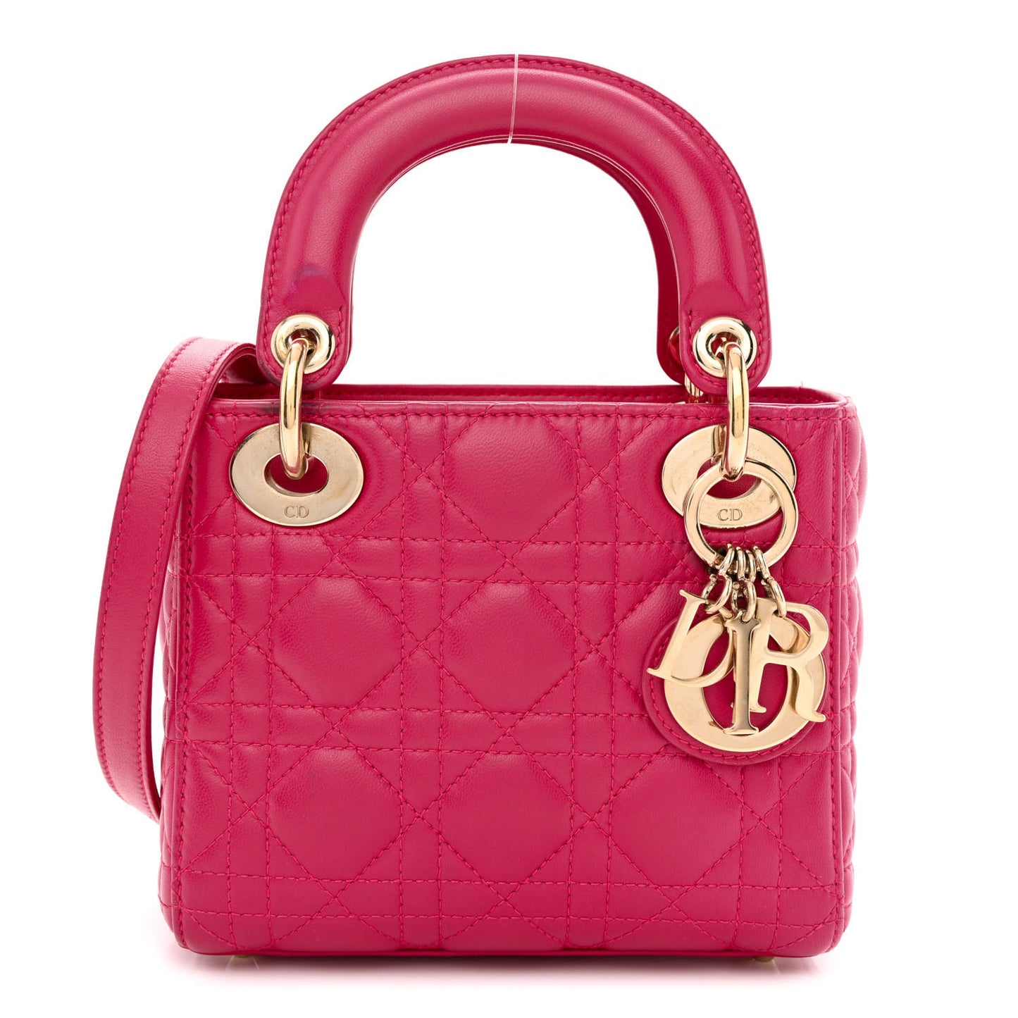 Lambskin Cannage Mini Lady Dior Fuchsia