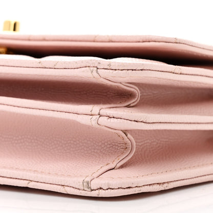 Chanel Shiny Caviar Quilted Flap Charm Wallet On Chain WOC Light Pink 11 of 14