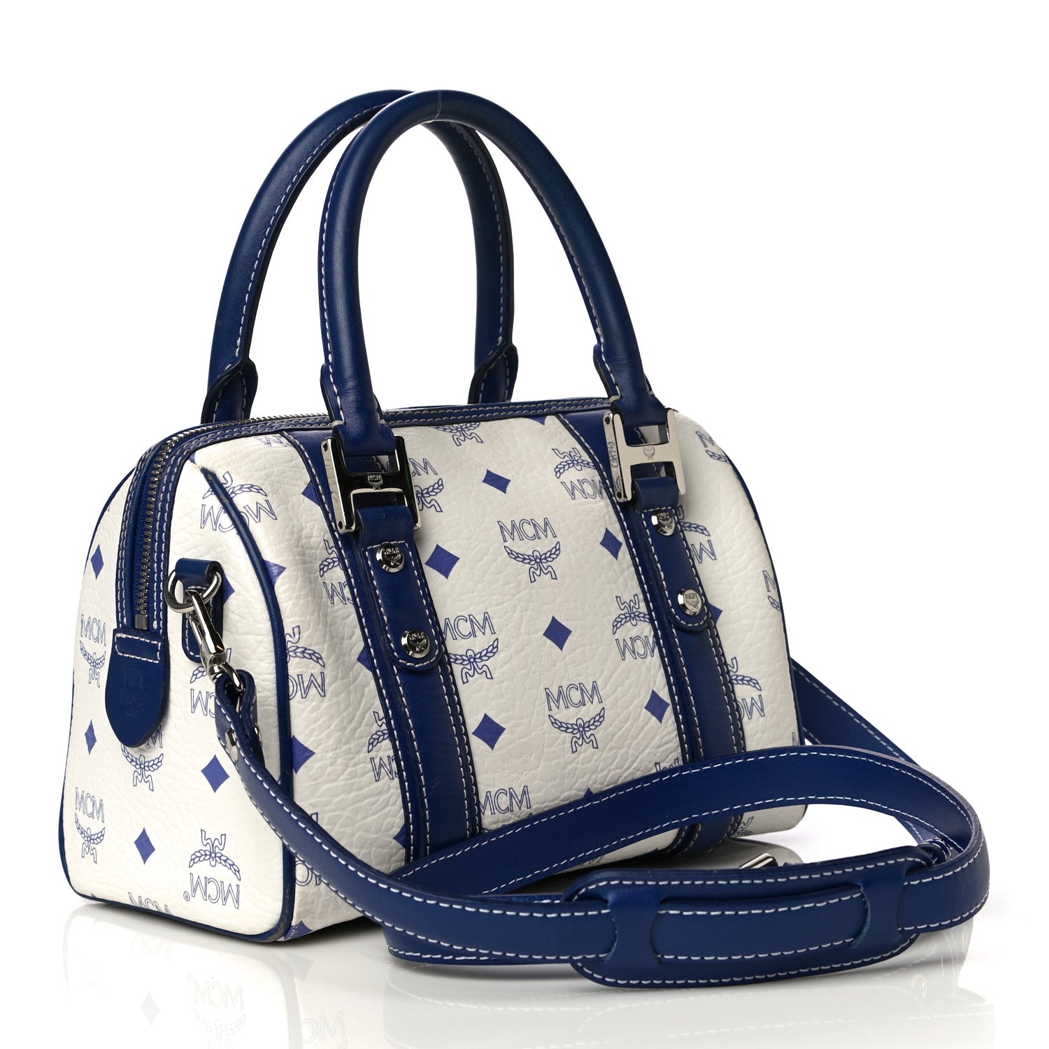 MCM Visetos Boston Satchel Satchel White 3 of 17
