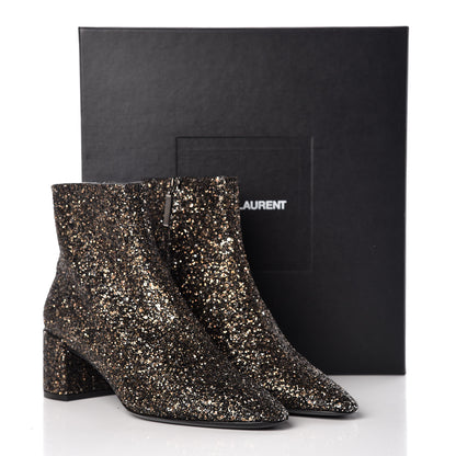 Saint Laurent Glitter Loulou Ankle Boots 39 Black Gold 8 of 8