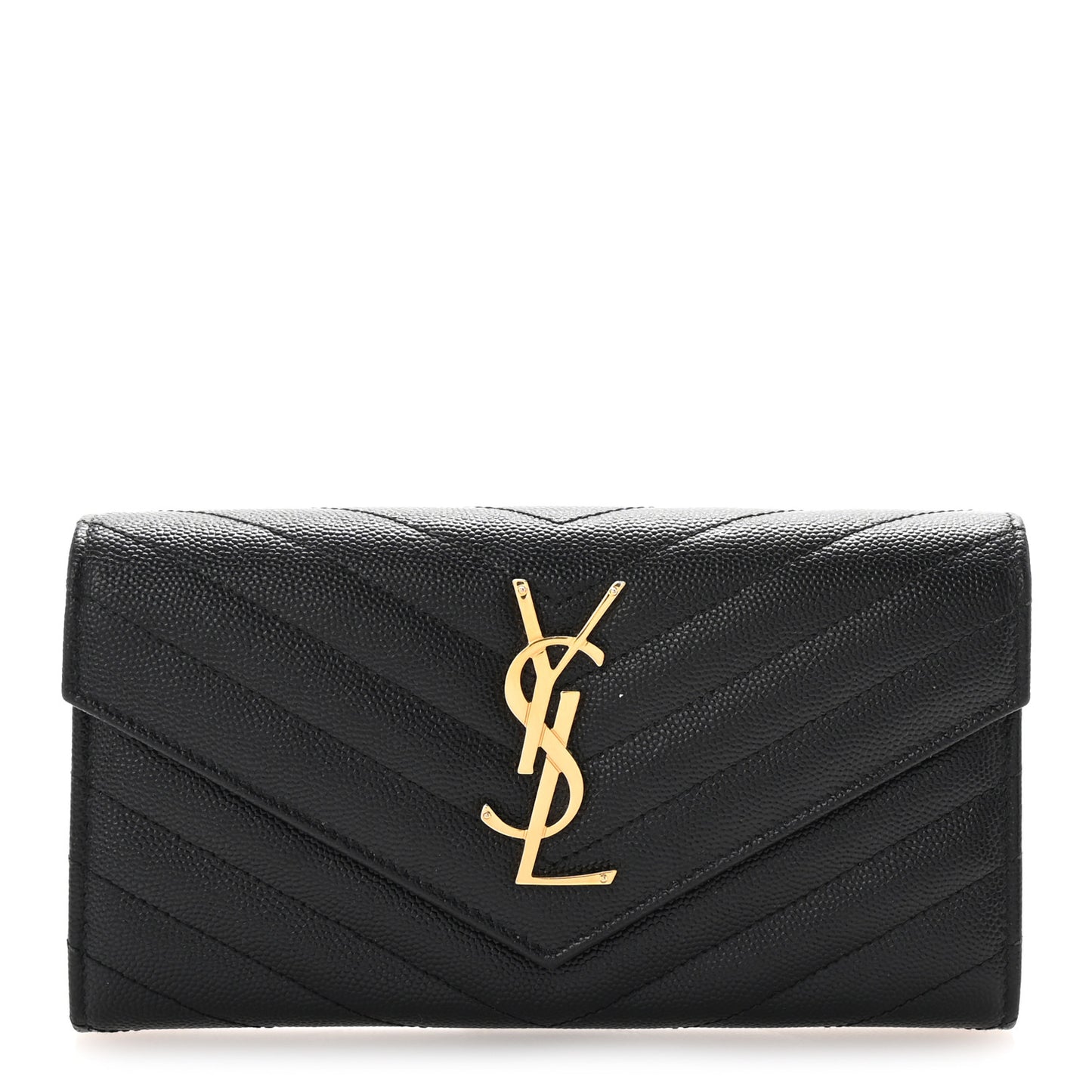 Grain De Poudre Matelasse Chevron Monogram Flap Wallet Black